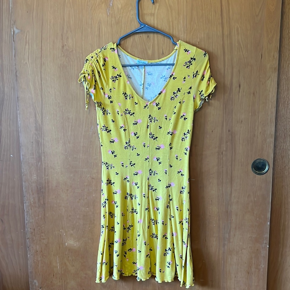 Love Fire Yellow Dress with Small Floral Print